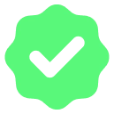 A pixelated green checkmark icon, often used to signify success, completion, or verification.