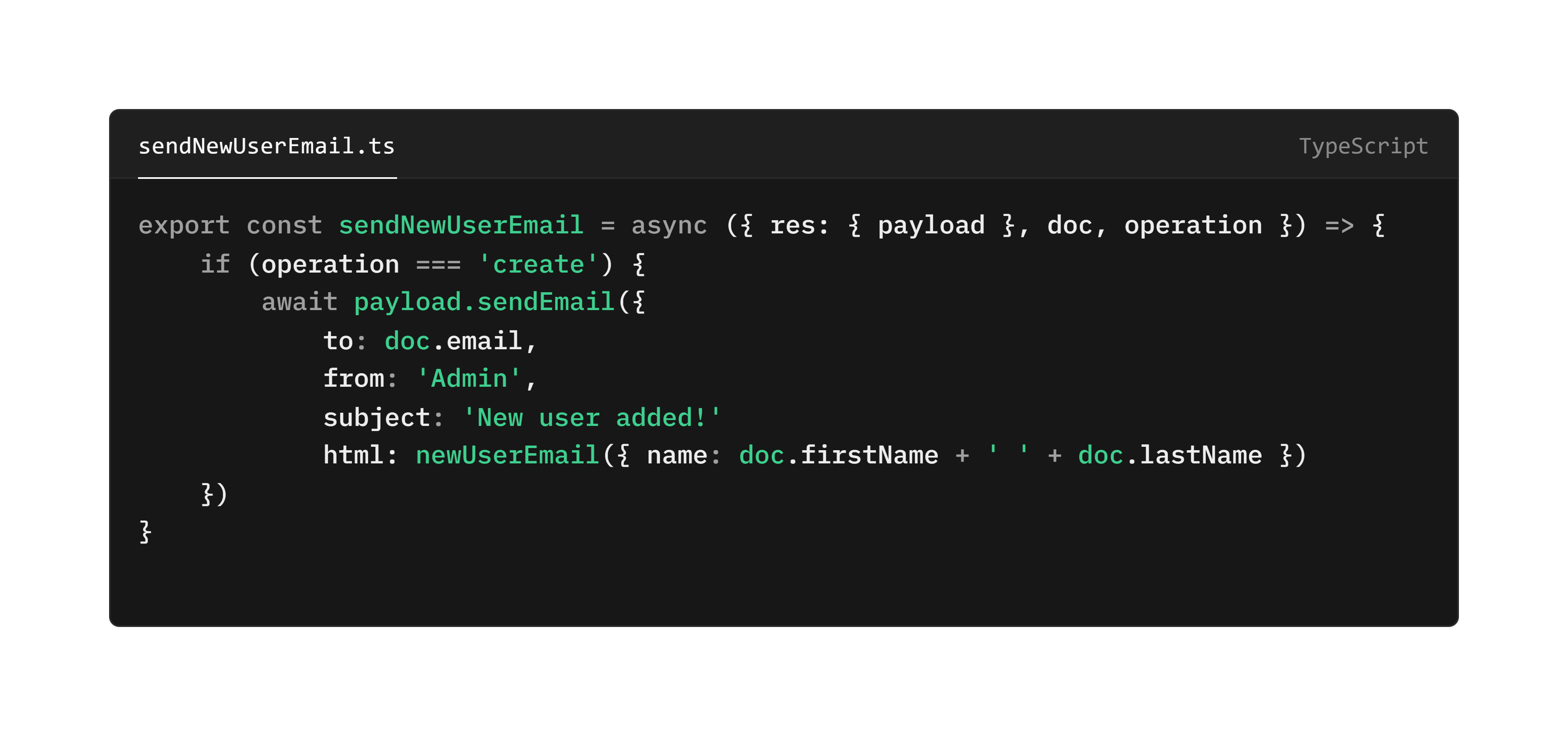 Send new user email code