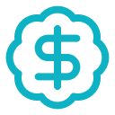 Dollar sign in a wavy badge icon.