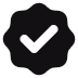 Verified badge icon with a dark grey checkmark.