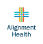 Alignment Health logo featuring a colorful, abstract plus sign made of intersecting lines, above the company name 'Alignment Health'.
